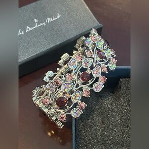 Danbury Mint Stretch Bracelet Purple Pink Floral Rhinestone